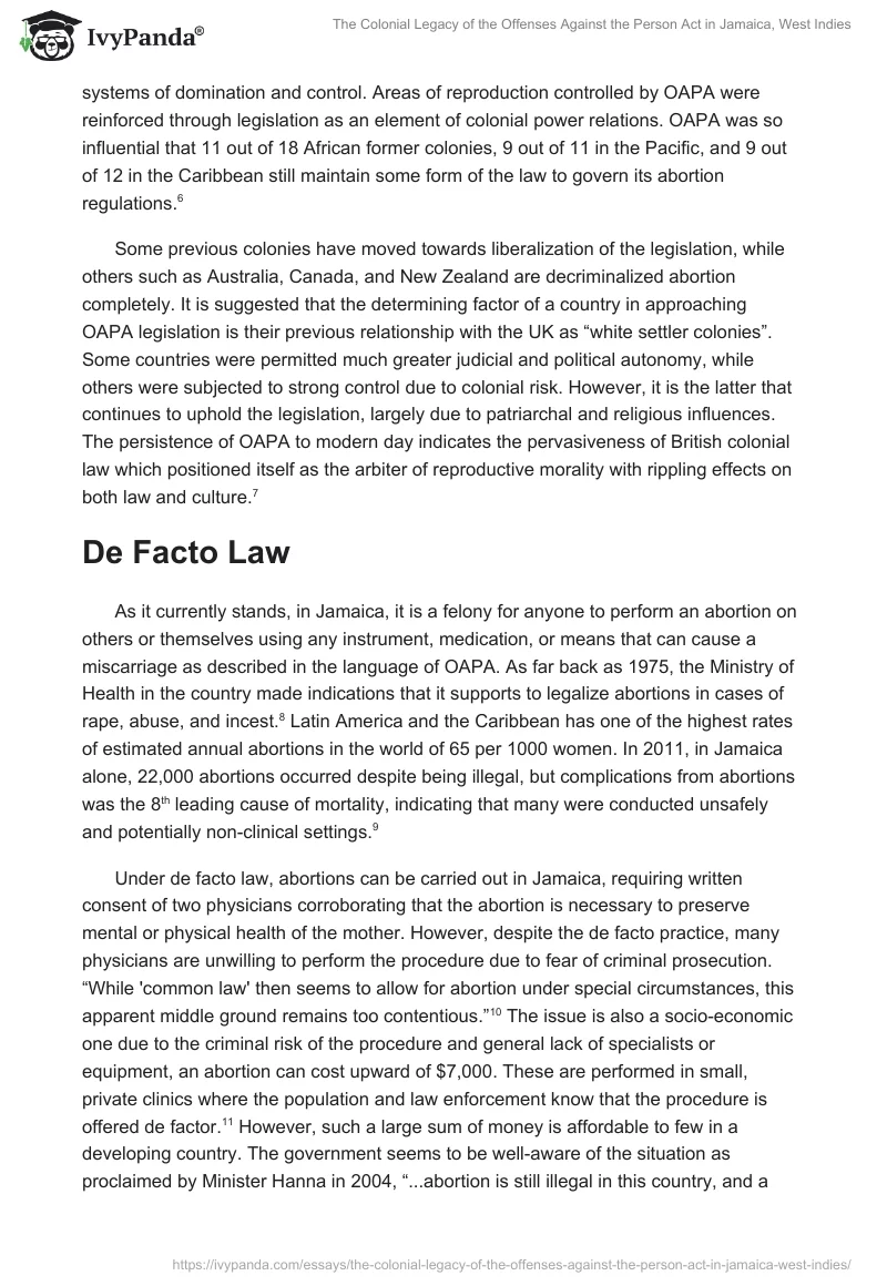 The Colonial Legacy of the Offenses Against the Person Act in Jamaica, West Indies. Page 5