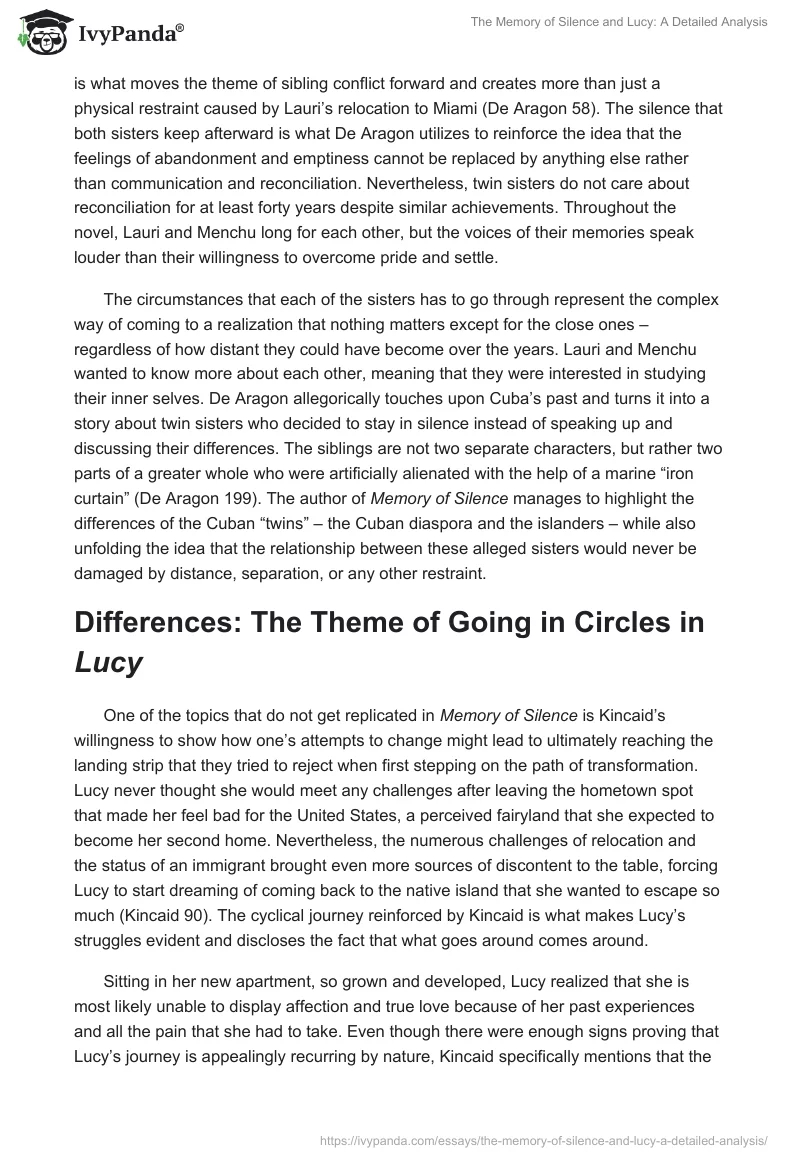 The Memory of Silence and Lucy: A Detailed Analysis. Page 2