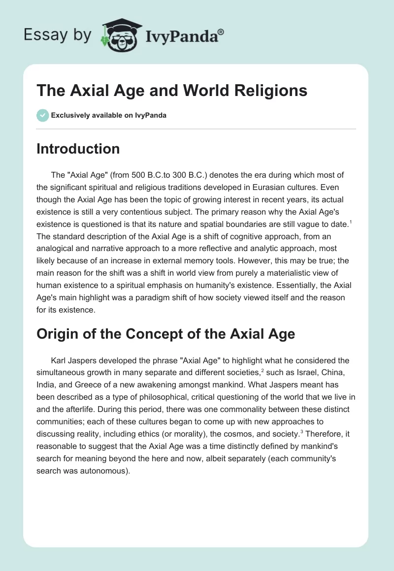 The Axial Age and World Religions. Page 1