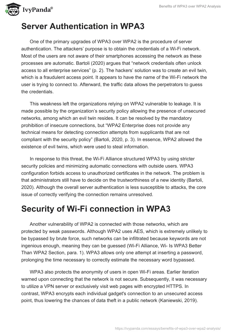 Benefits of WPA3 over WPA2 Analysis. Page 2