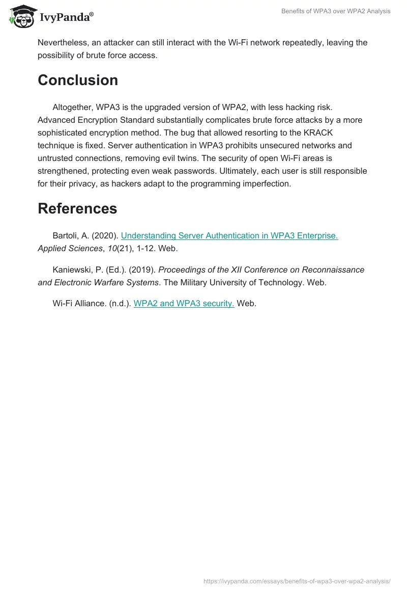 Benefits of WPA3 over WPA2 Analysis. Page 3