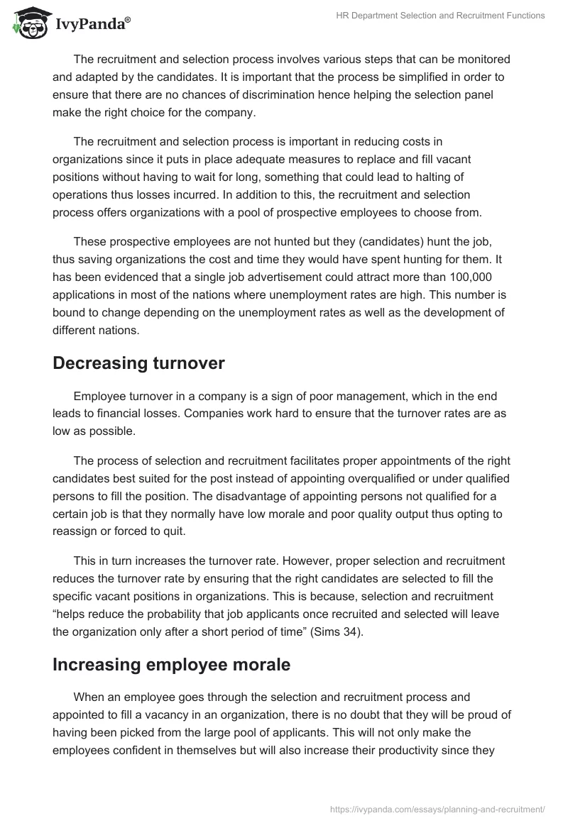 HR Department Selection and Recruitment Functions. Page 5