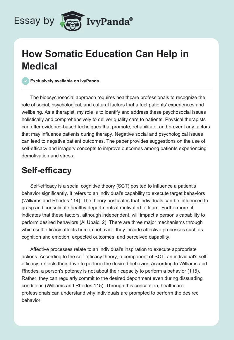 How Somatic Education Can Help in Medical. Page 1