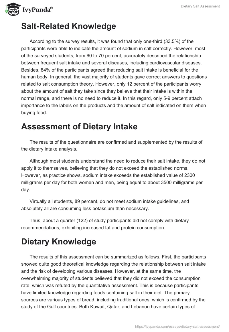 Dietary Salt Assessment. Page 3