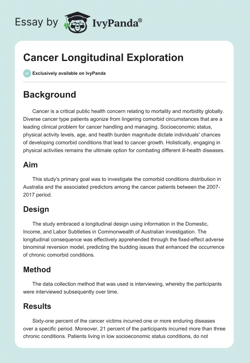 Cancer Longitudinal Exploration. Page 1