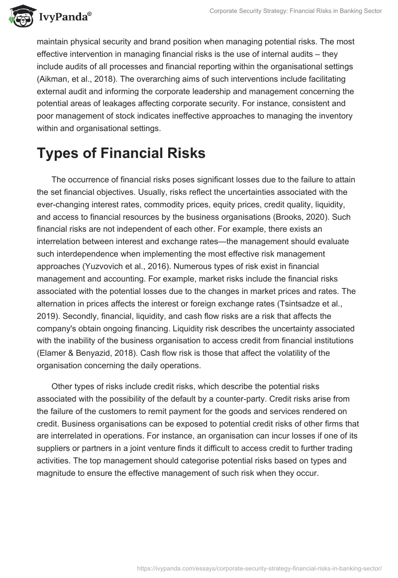 Corporate Security Strategy: Financial Risks in Banking Sector. Page 3