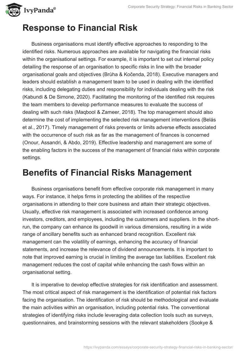 Corporate Security Strategy: Financial Risks in Banking Sector. Page 4