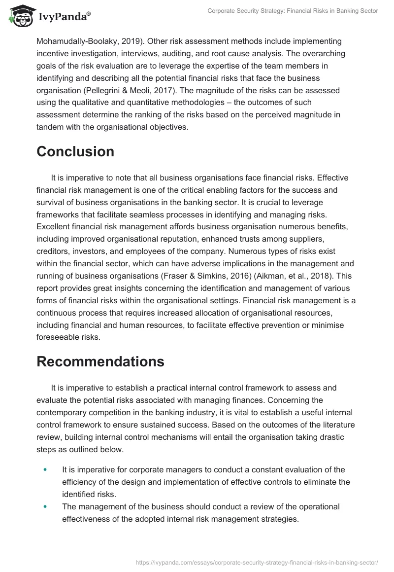 Corporate Security Strategy: Financial Risks in Banking Sector. Page 5