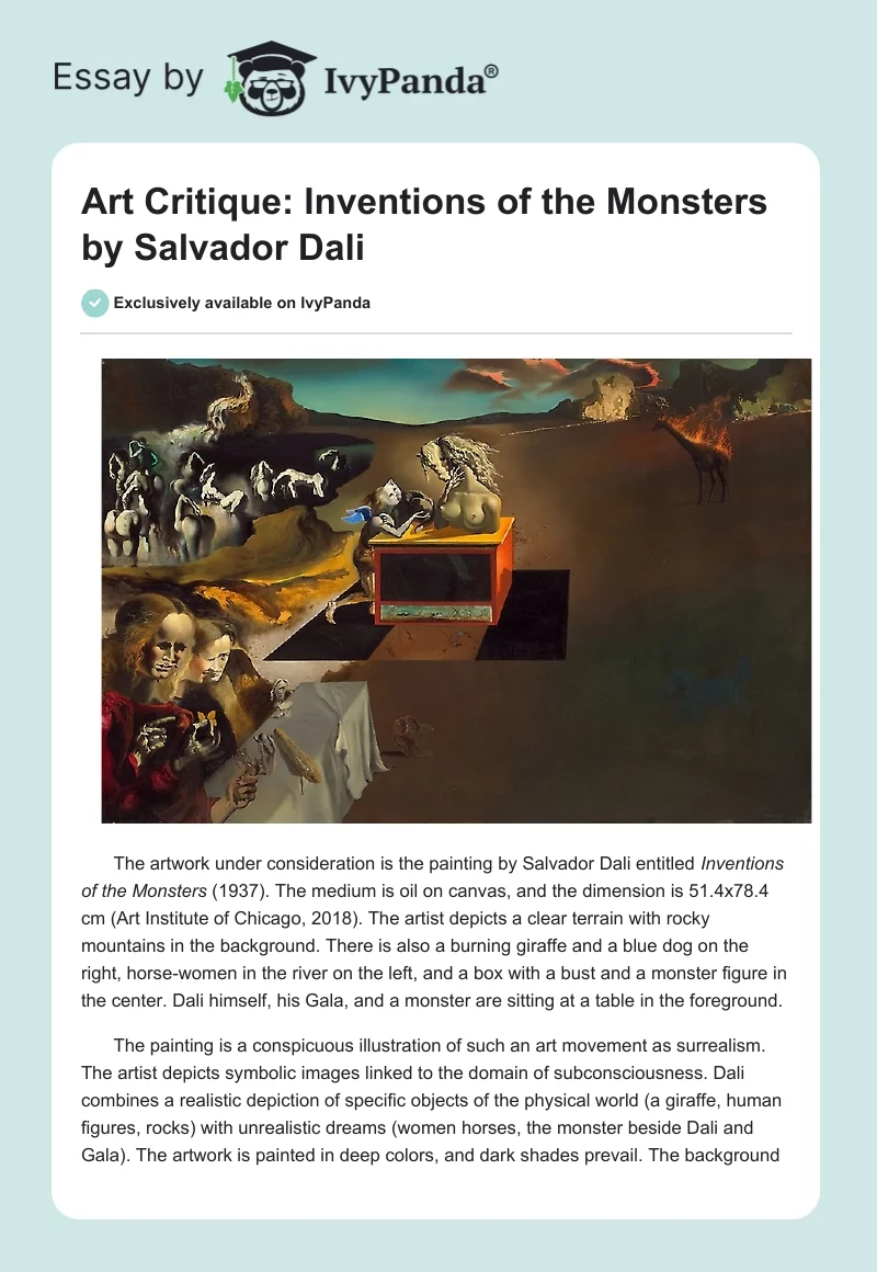 Art Critique: Inventions of the Monsters by Salvador Dali. Page 1