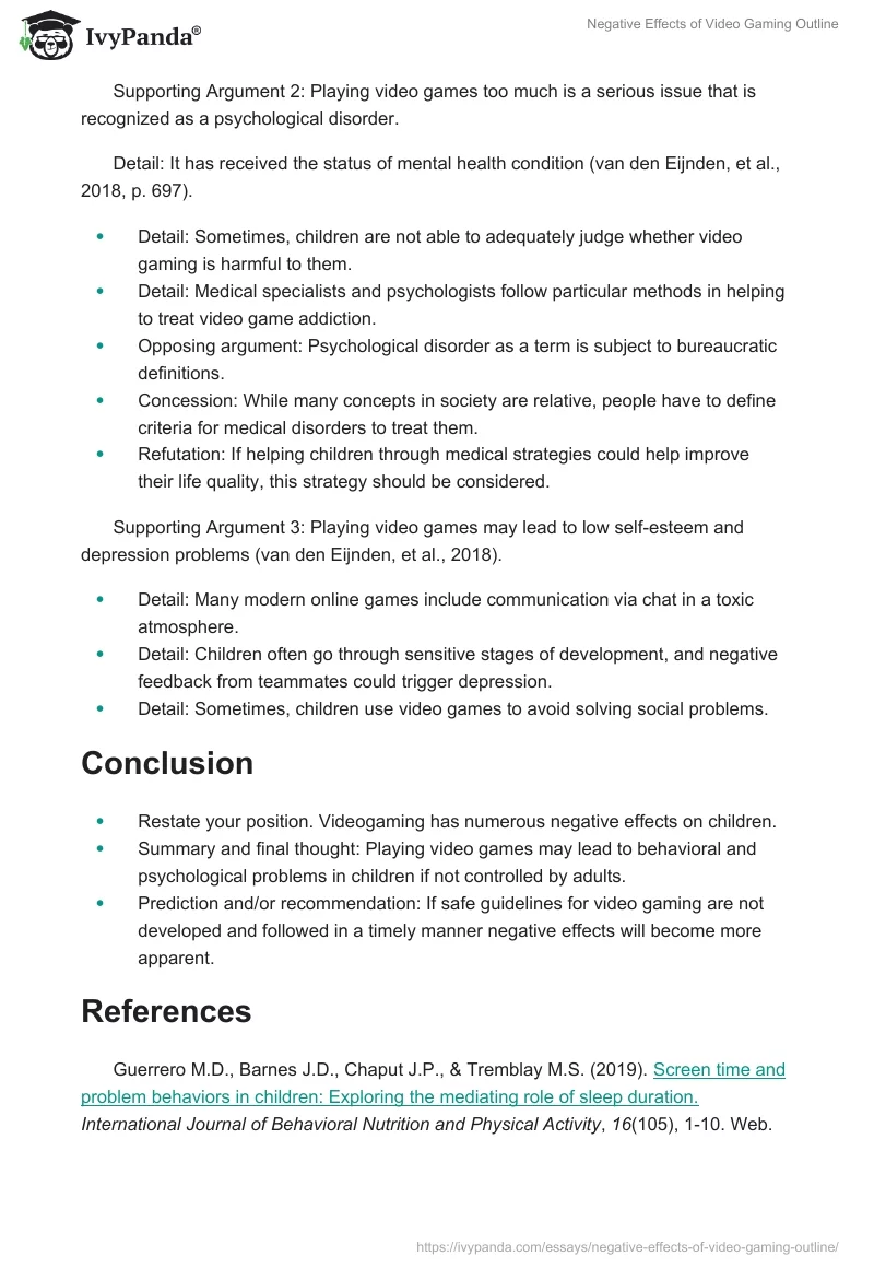 Negative Effects of Video Gaming Outline. Page 2