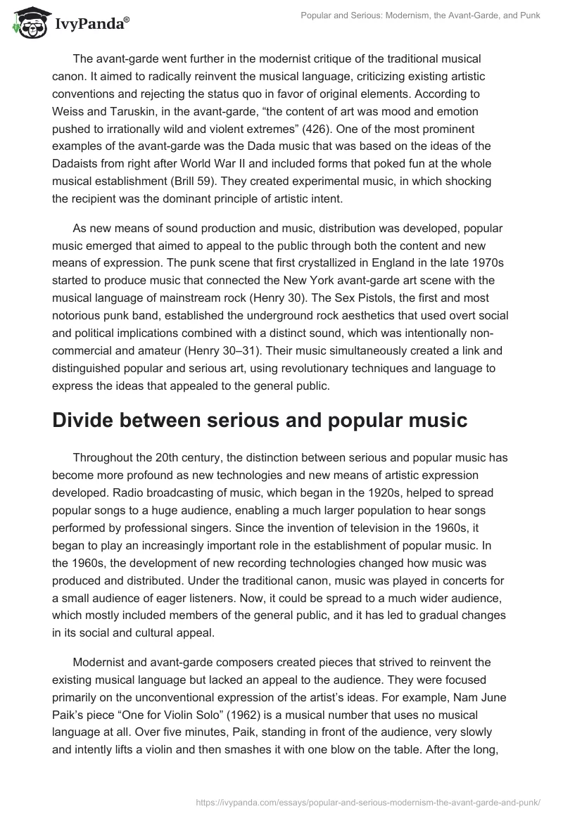 Popular and Serious: Modernism, the Avant-Garde, and Punk. Page 2