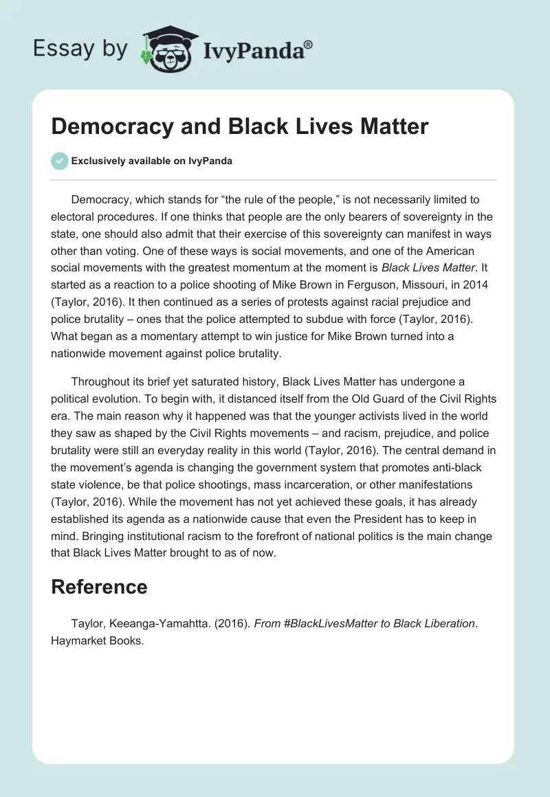 Democracy and Black Lives Matter. Page 1