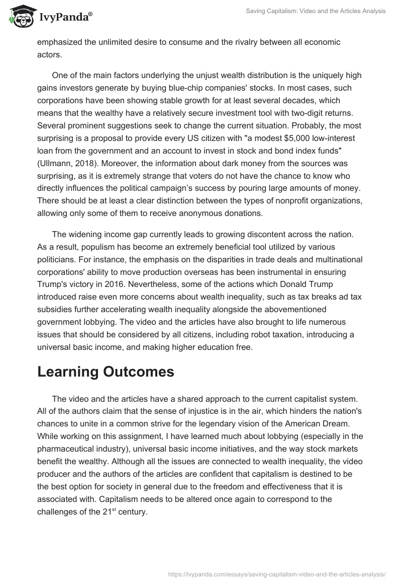 Saving Capitalism: Video and the Articles Analysis. Page 3