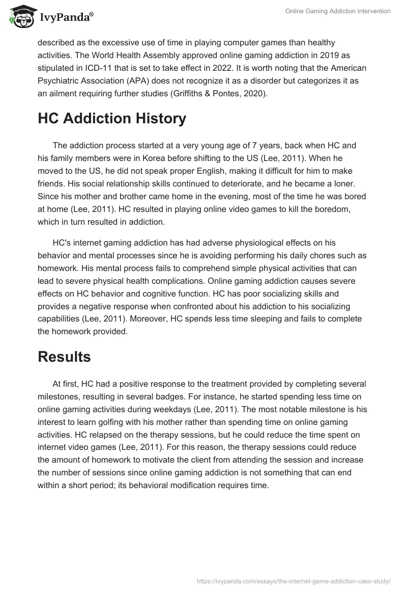 Online Gaming Addiction Intervention. Page 2