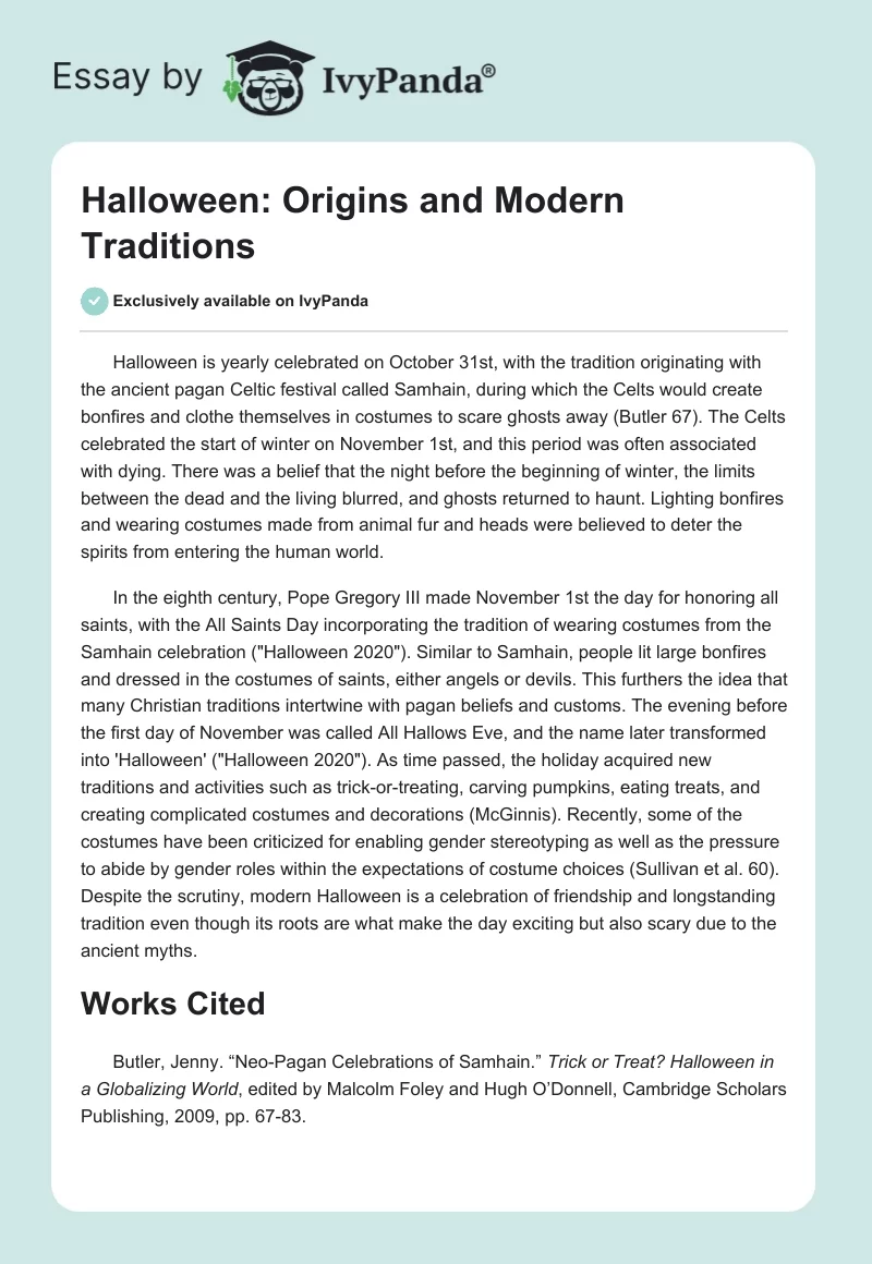 Halloween: Origins and Modern Traditions. Page 1
