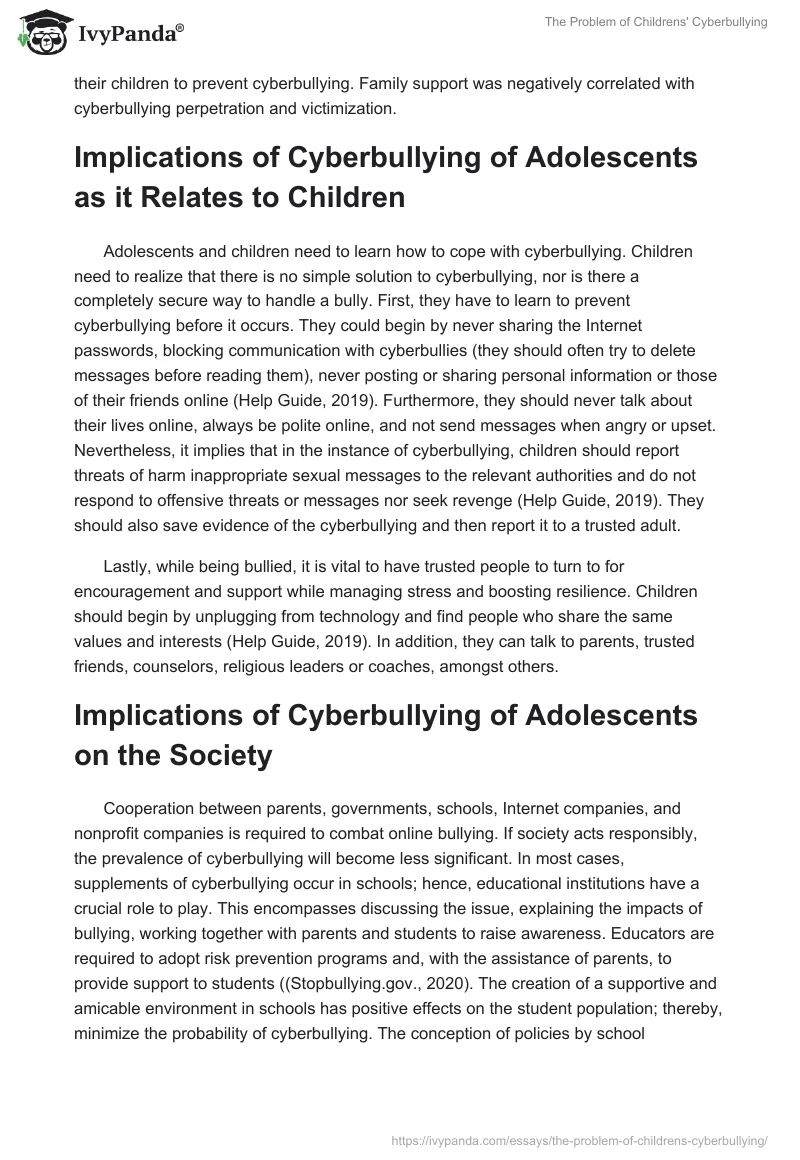 The Problem of Childrens' Cyberbullying. Page 3
