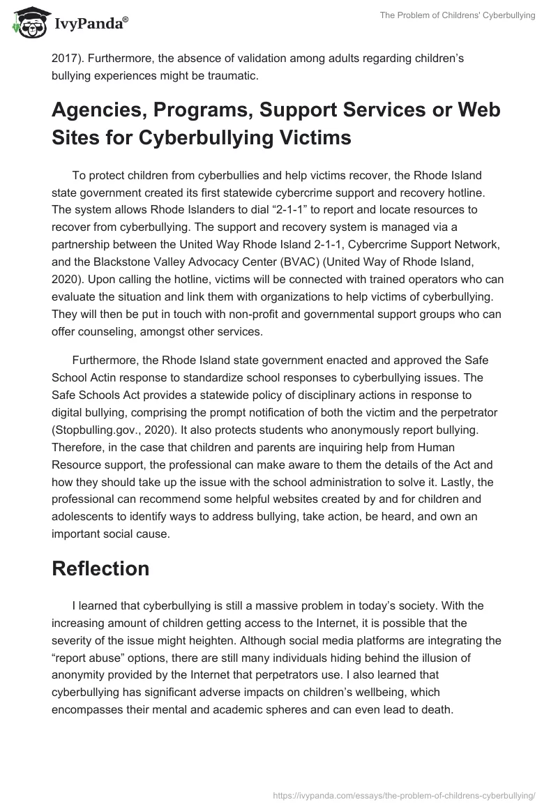 The Problem of Childrens' Cyberbullying. Page 5