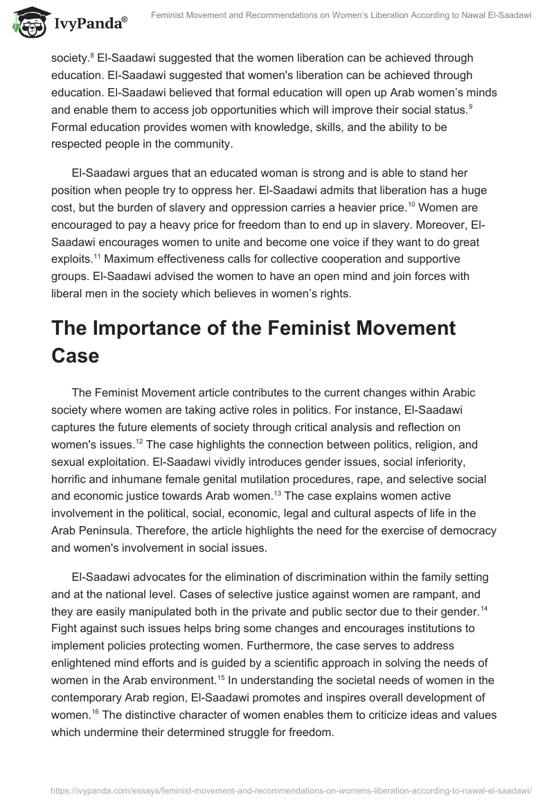 Feminist Movement and Recommendations on Women’s Liberation According to Nawal El-Saadawi. Page 3