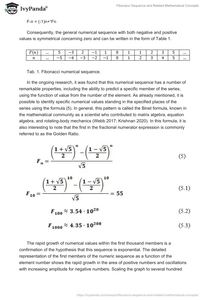 Fibonacci Sequence and Related Mathematical Concepts. Page 4