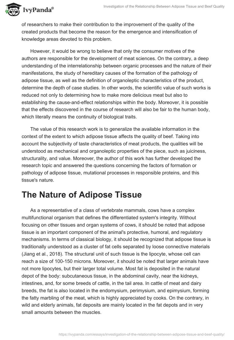 Investigation of the Relationship Between Adipose Tissue and Beef Quality. Page 2