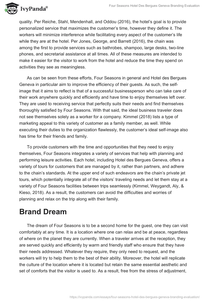 Four Seasons Hotel Des Bergues Geneva Branding Evaluation. Page 3