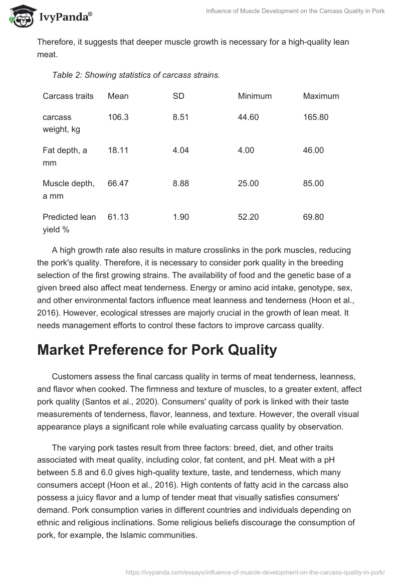 Influence of Muscle Development on the Carcass Quality in Pork. Page 5