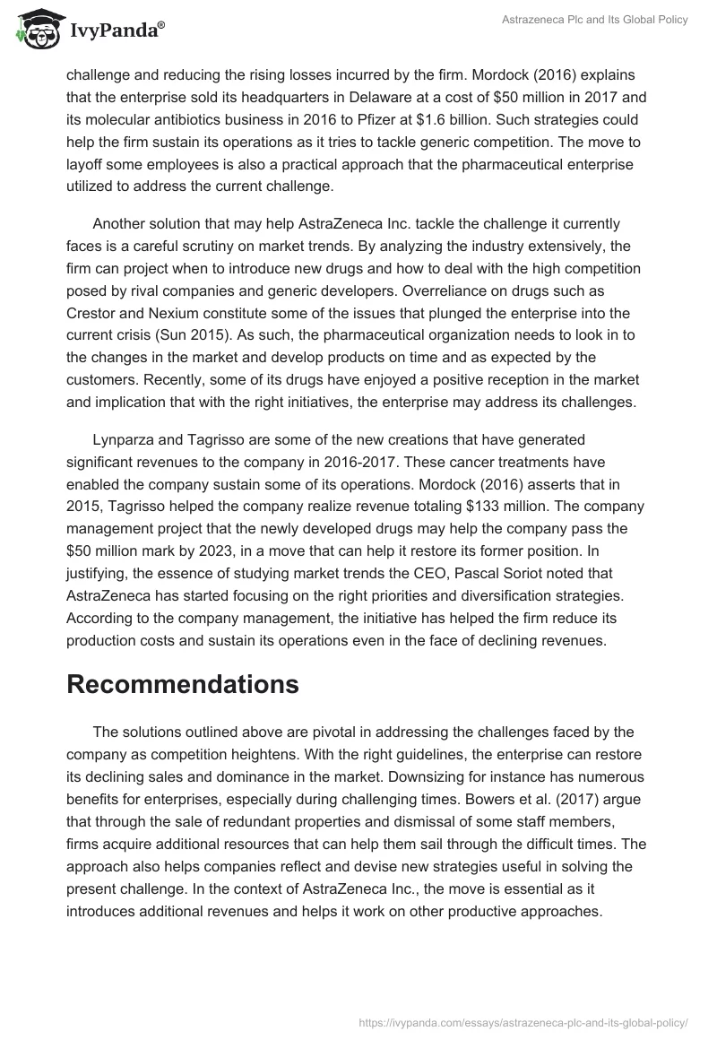 Astrazeneca Plc and Its Global Policy. Page 5