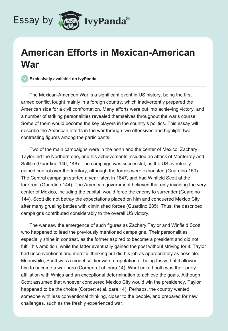 American Efforts in Mexican-American War. Page 1