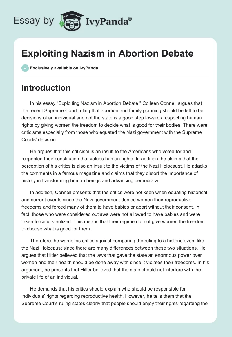 Exploiting Nazism in Abortion Debate. Page 1