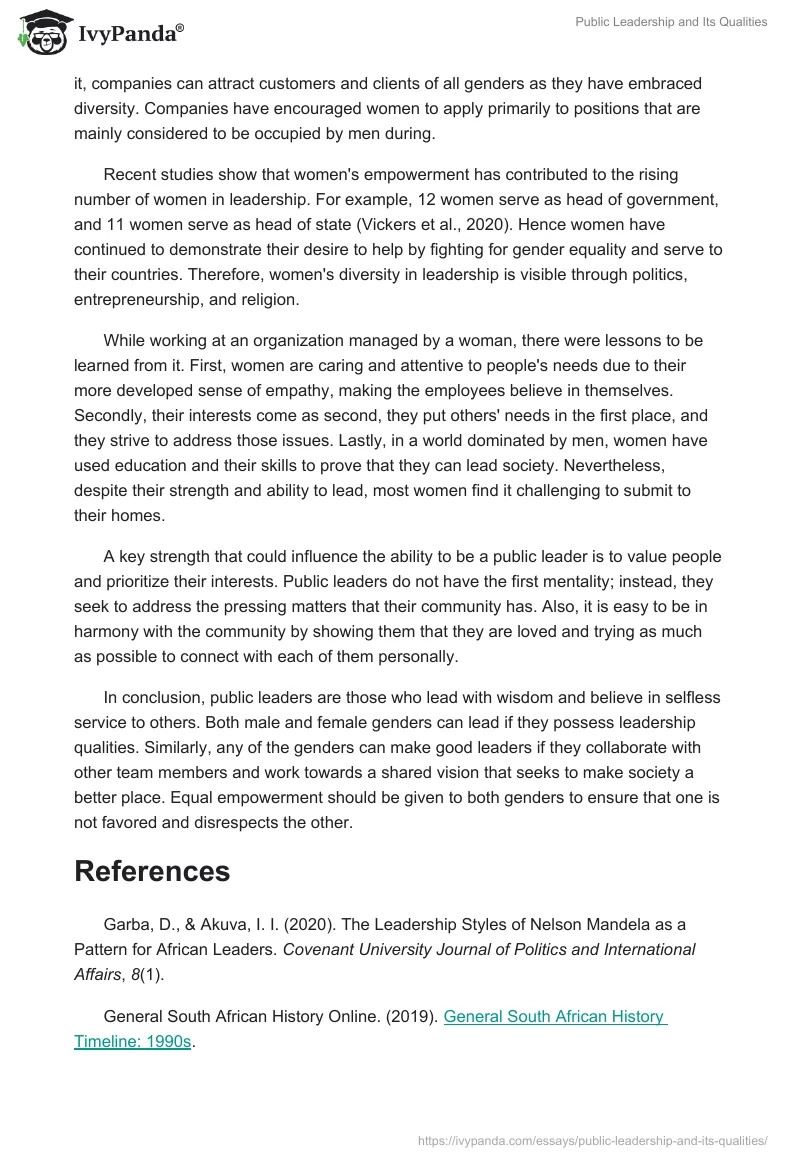 Public Leadership and Its Qualities. Page 3