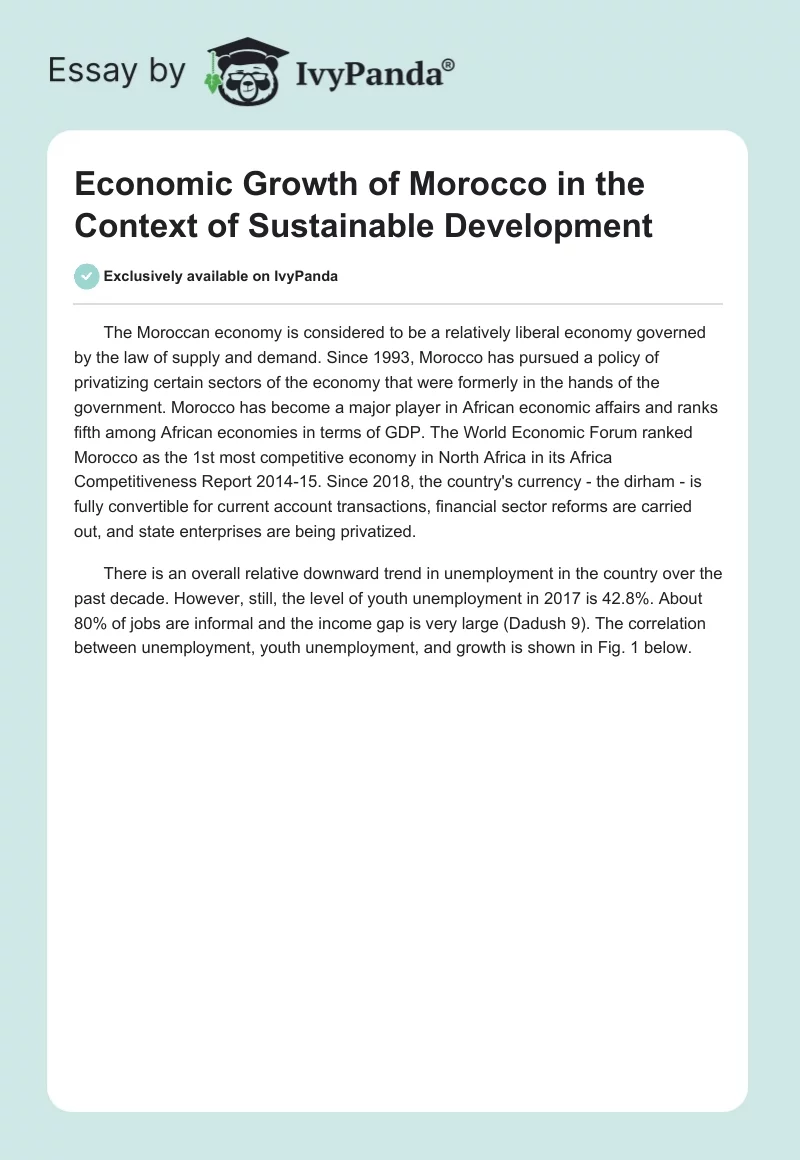 Economic Growth of Morocco in the Context of Sustainable Development. Page 1