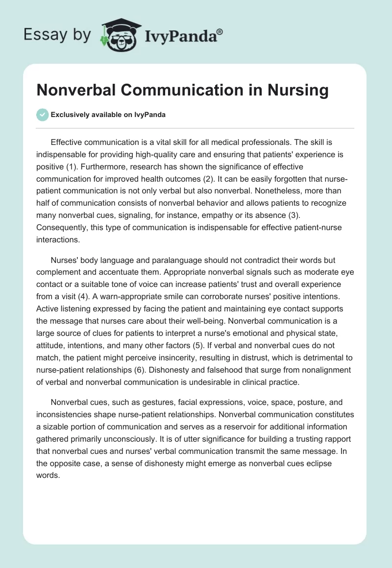 Nonverbal Communication in Nursing. Page 1