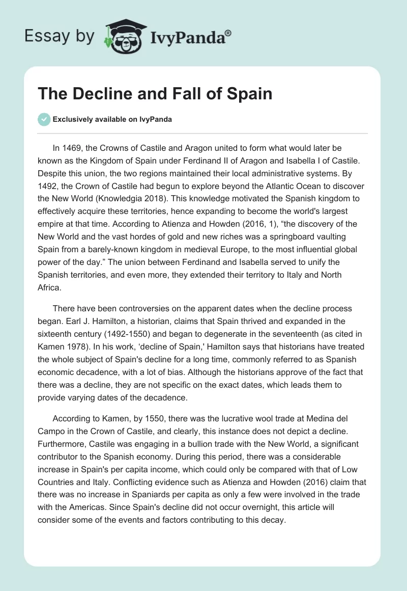 The Decline and Fall of Spain. Page 1