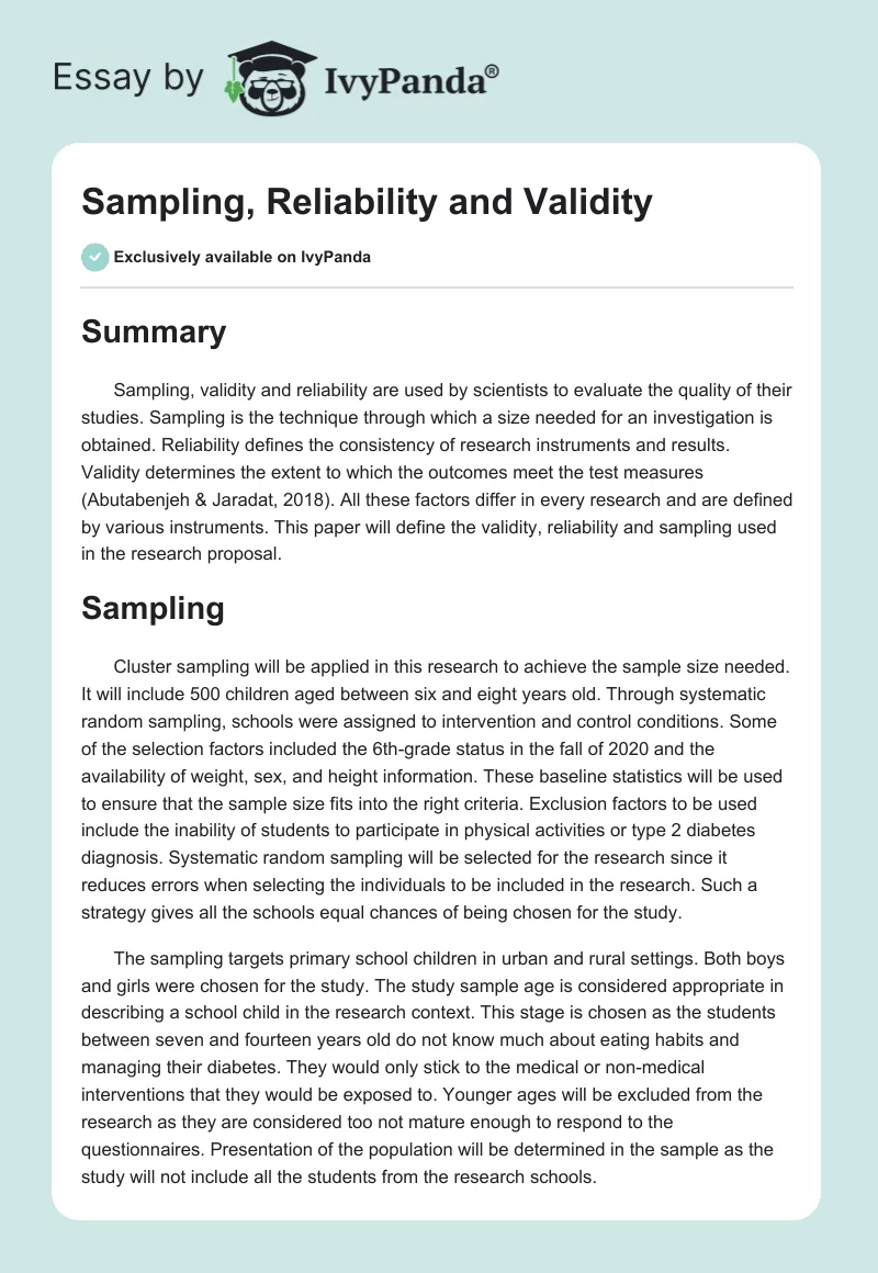 Sampling, Reliability and Validity. Page 1
