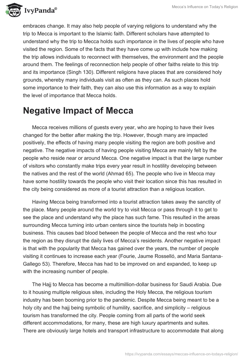 Mecca’s Influence on Today’s Religion. Page 5
