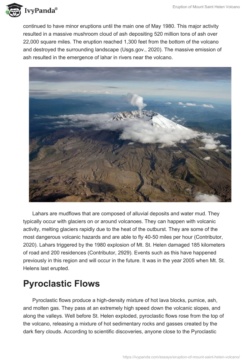 Eruption of Mount Saint Helen Volcano. Page 3
