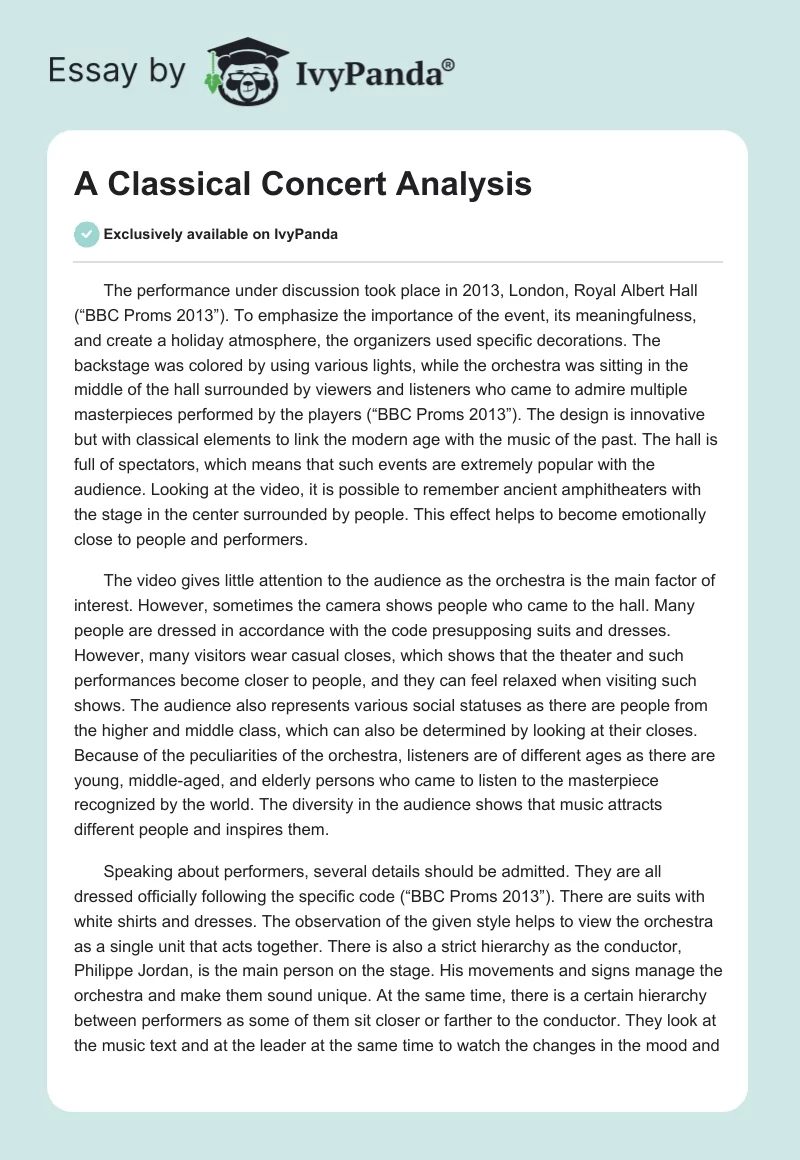 A Classical Concert Analysis. Page 1