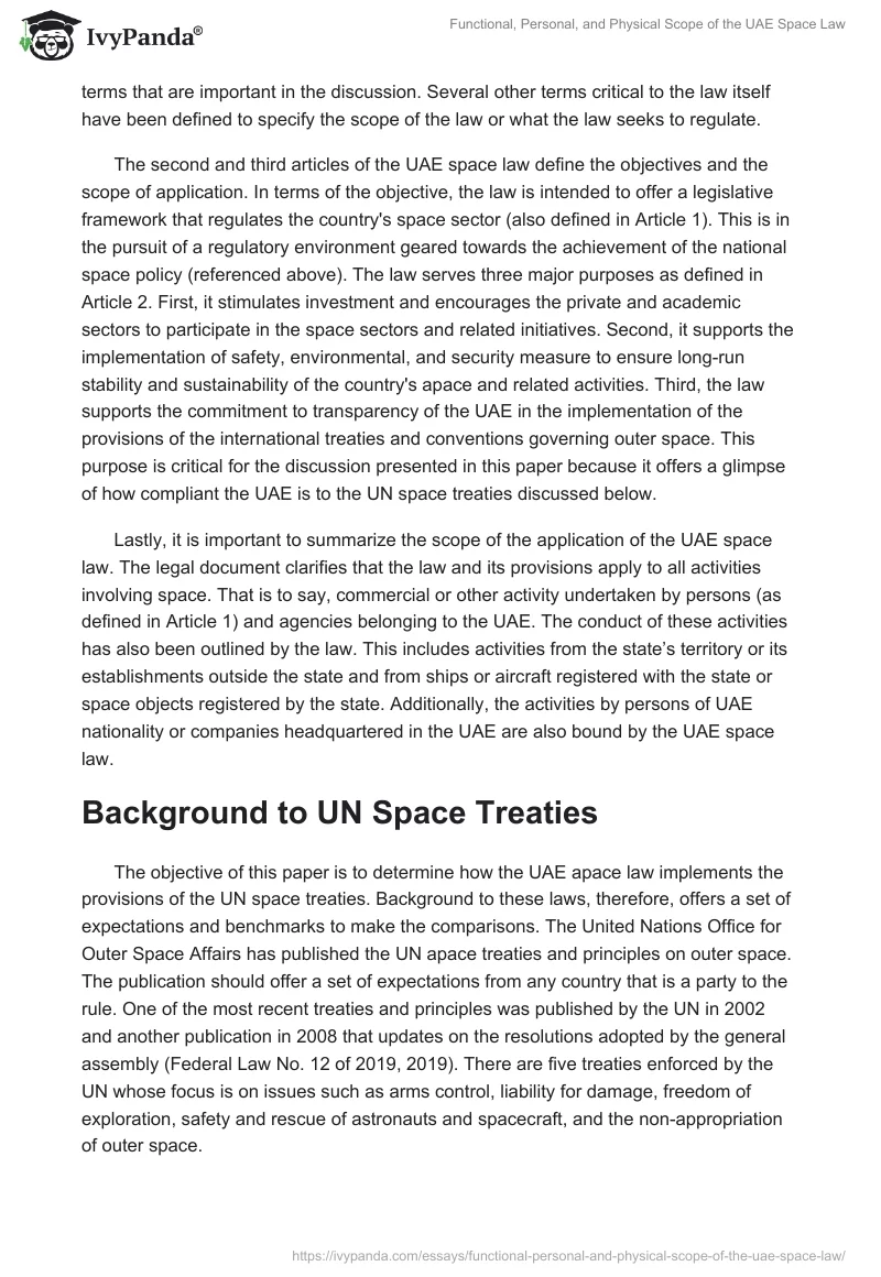 Functional, Personal, and Physical Scope of the UAE Space Law. Page 3