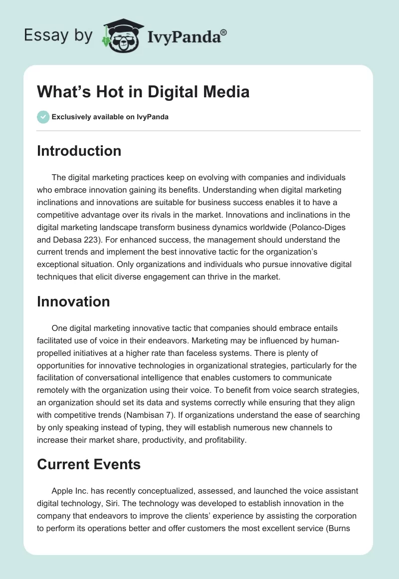 What’s Hot in Digital Media. Page 1