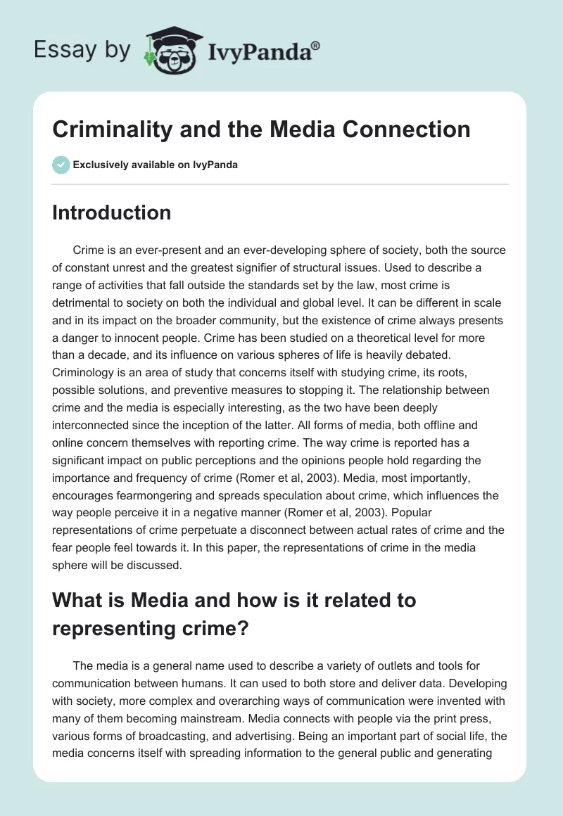 Criminality and the Media Connection. Page 1