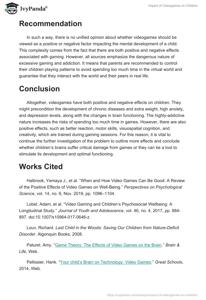 Impact of Videogames on Children. Page 5