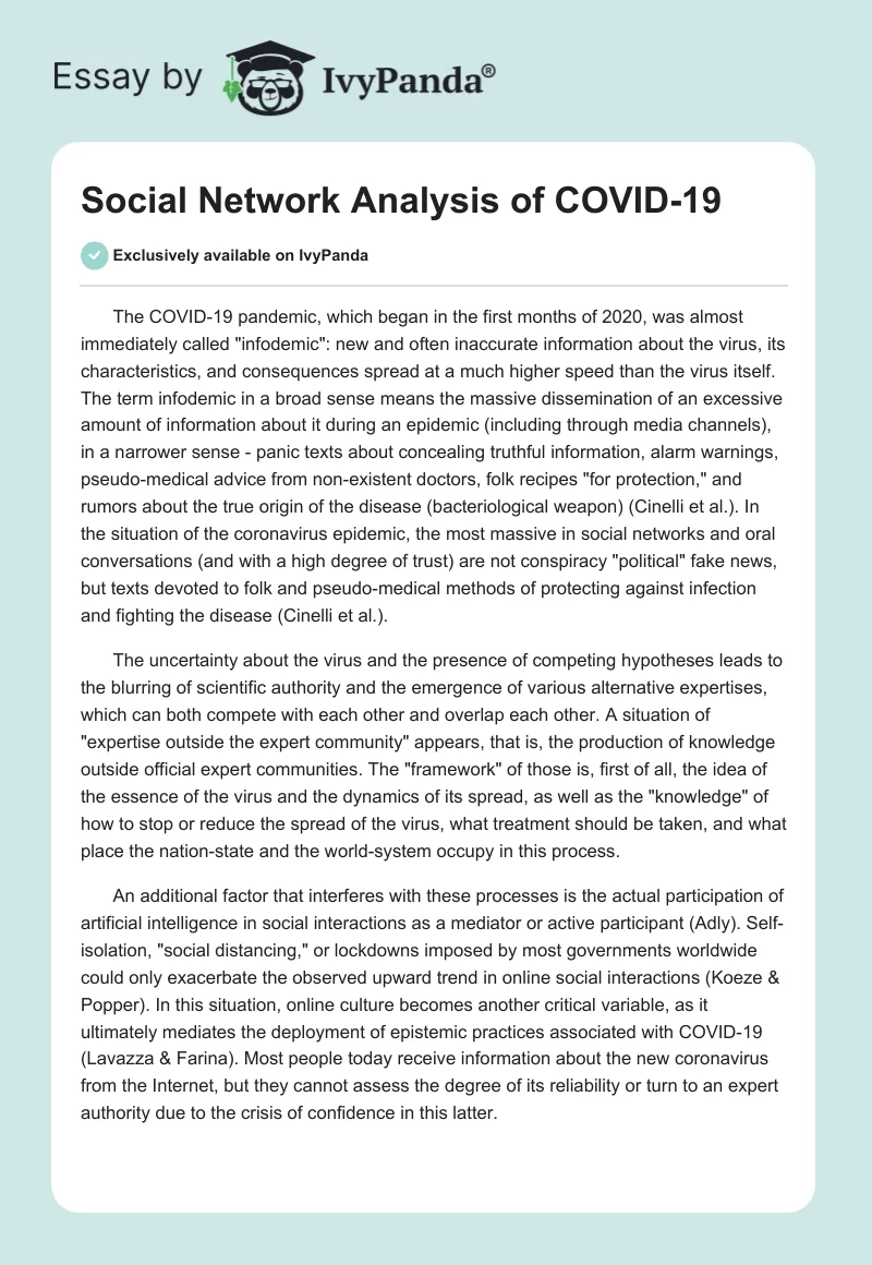 Social Network Analysis of COVID-19. Page 1