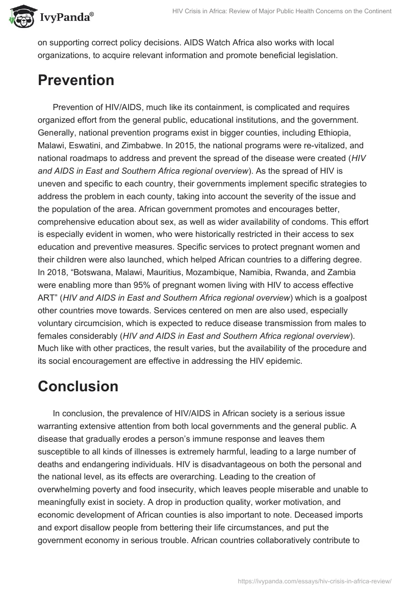 HIV Crisis in Africa: Review of Major Public Health Concerns on the Continent. Page 3