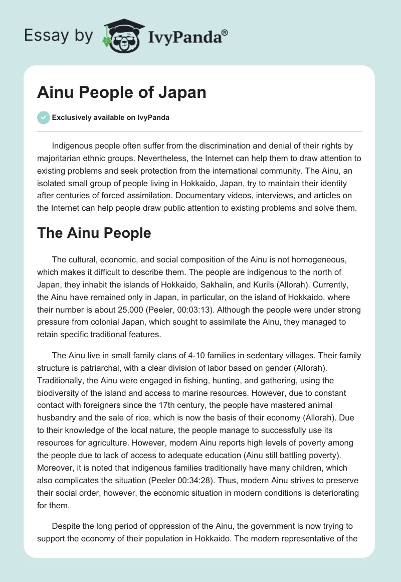 Ainu People of Japan. Page 1