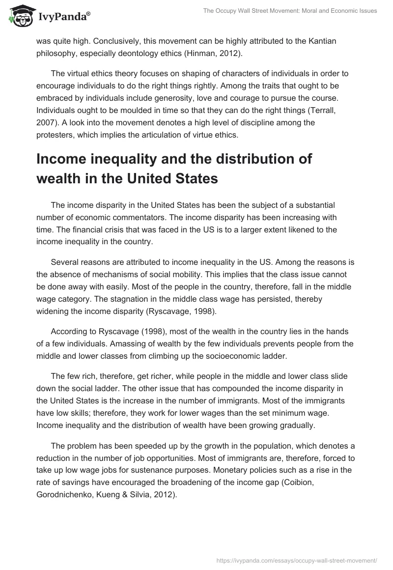 The Occupy Wall Street Movement: Moral and Economic Issues. Page 4