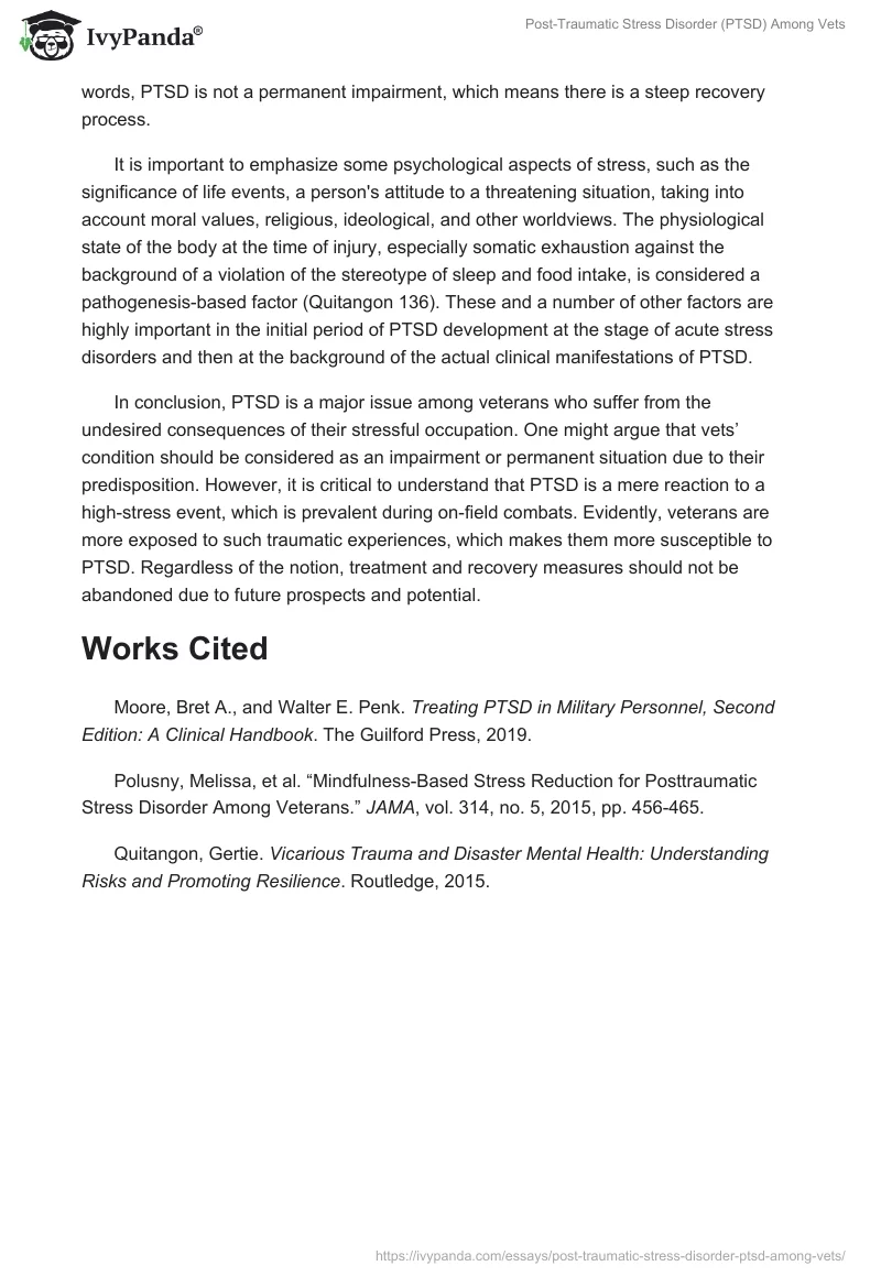 Post-Traumatic Stress Disorder (PTSD) Among Vets. Page 2