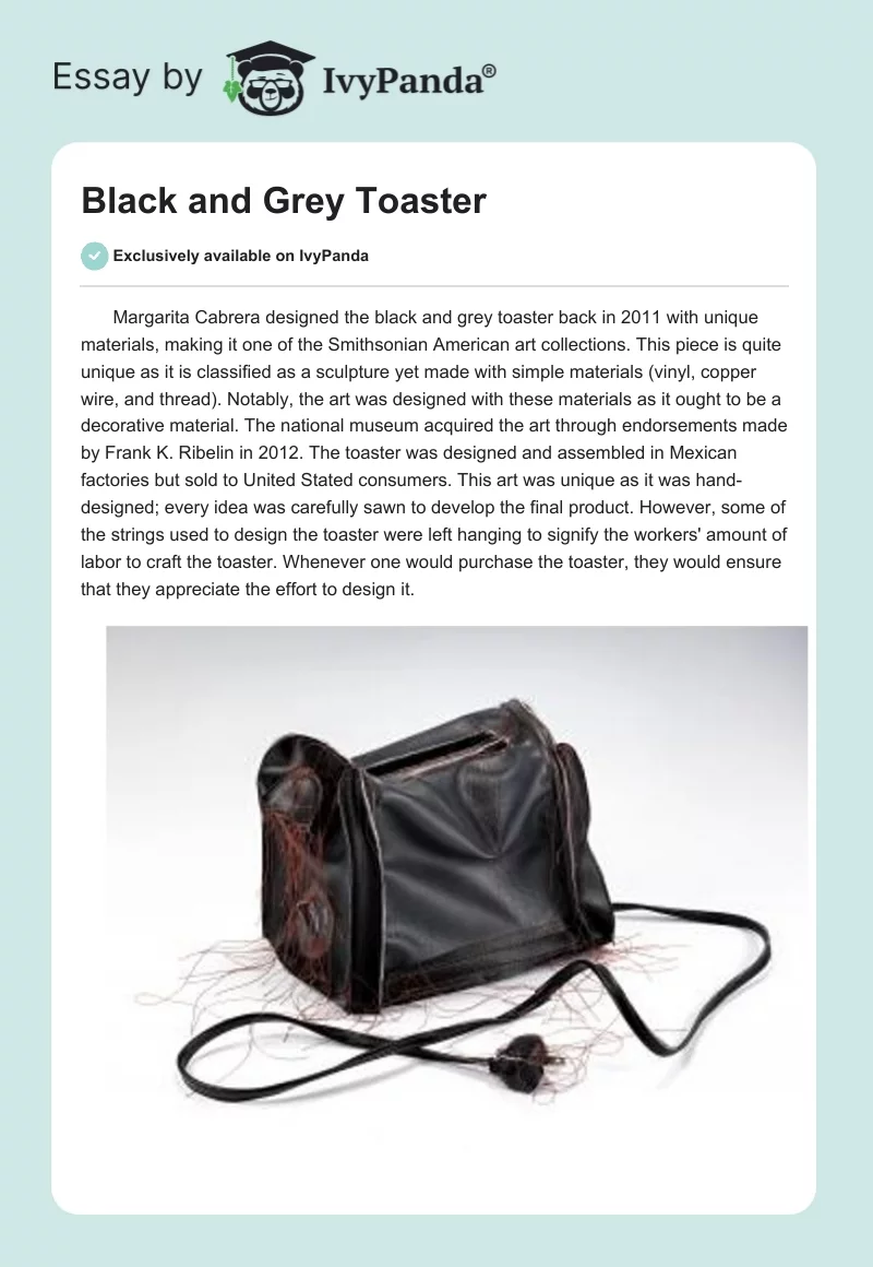 Black and Grey Toaster. Page 1