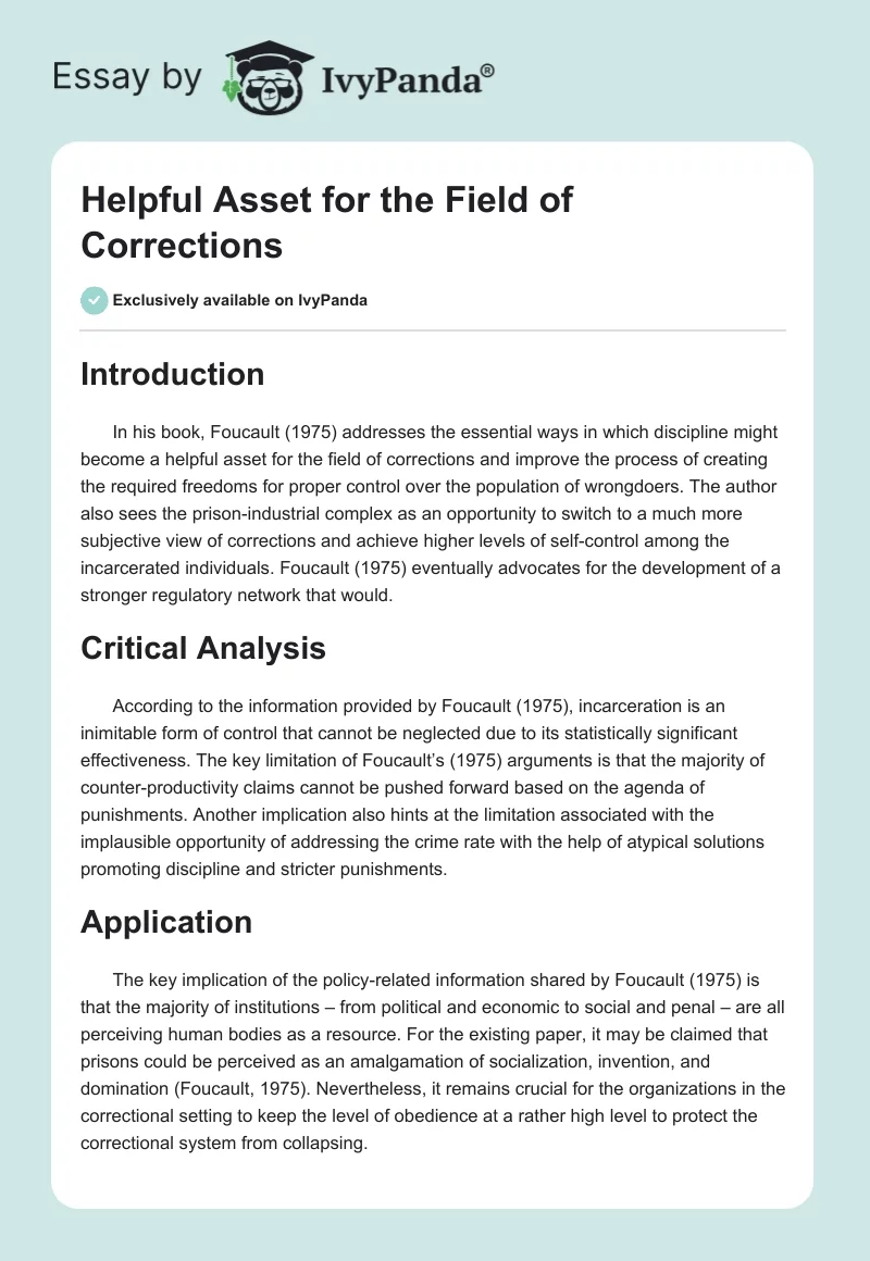 Helpful Asset for the Field of Corrections. Page 1
