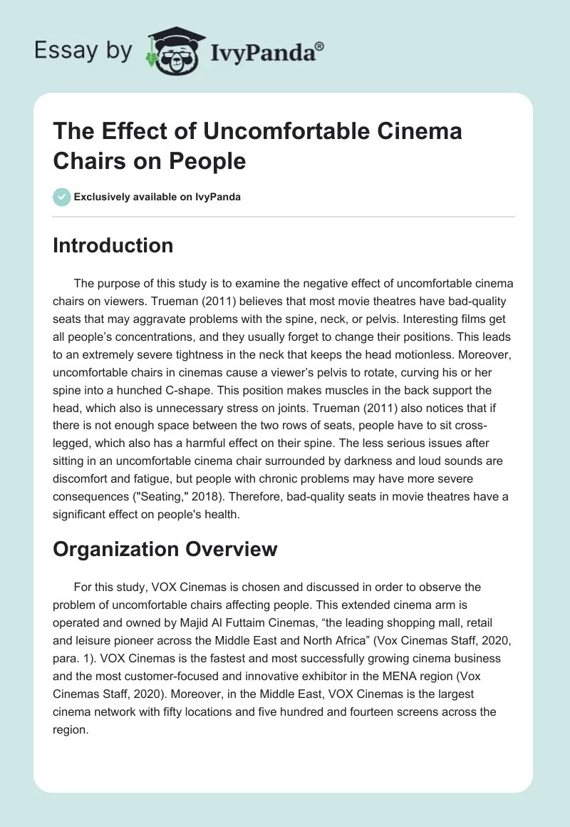 The Effect of Uncomfortable Cinema Chairs on People. Page 1