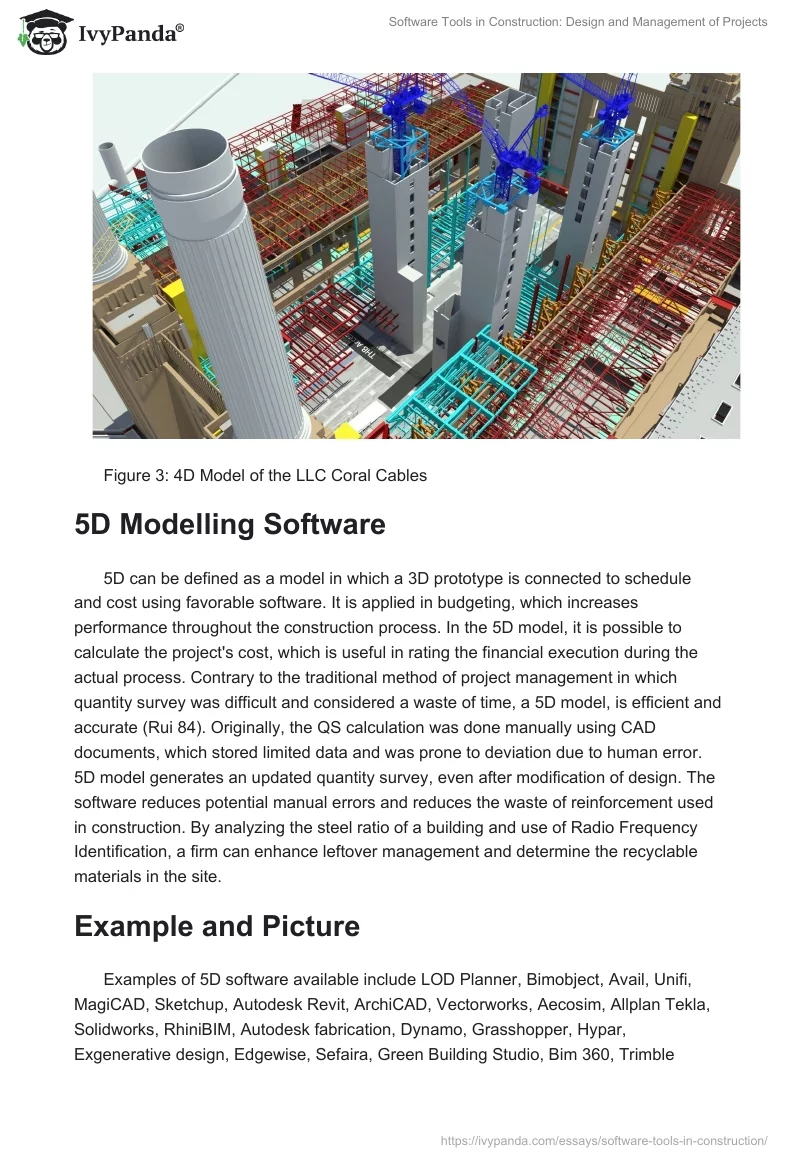 Software Tools in Construction: Design and Management of Projects. Page 5